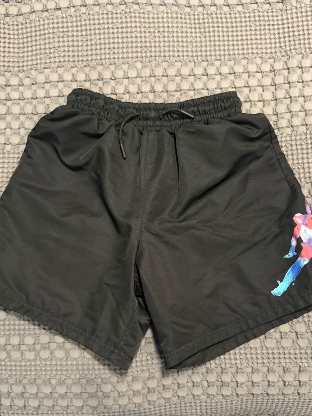 Jordan Black Mesh Athletic Shorts with Subtle Red Logo